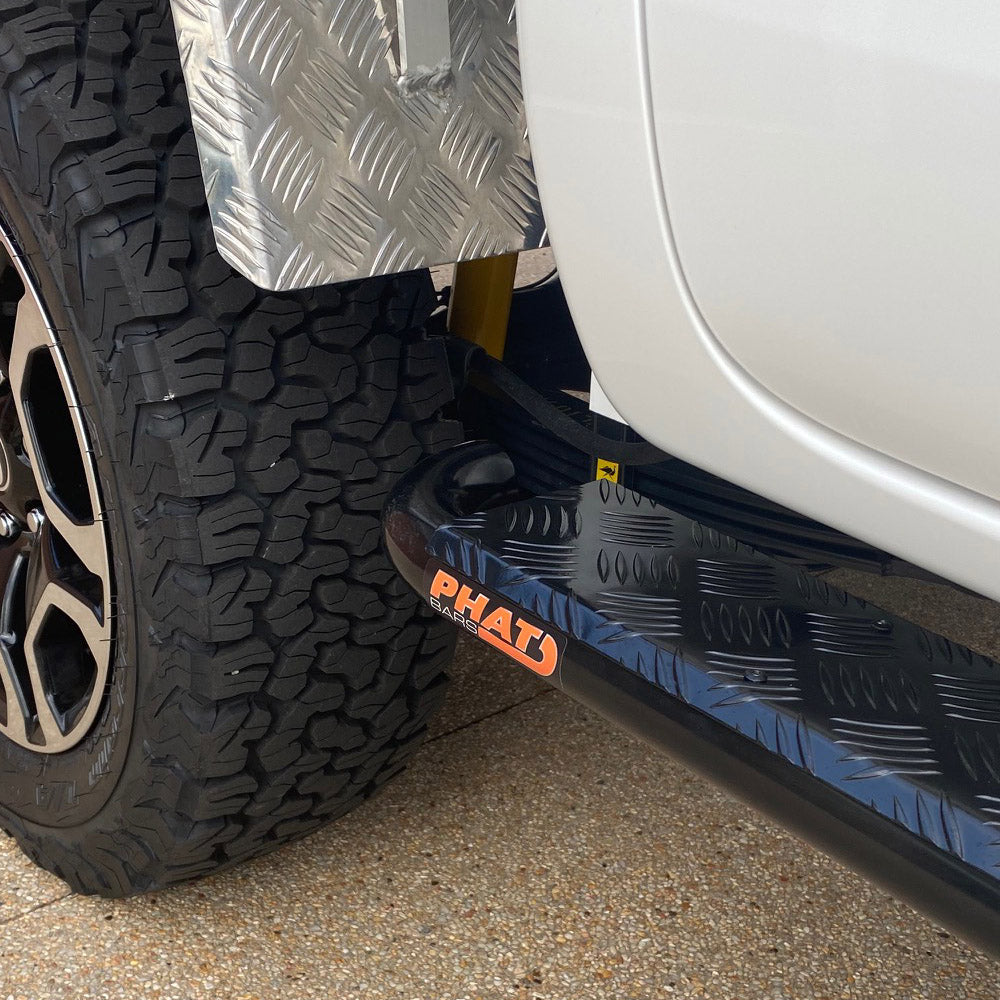 Toyota Hilux N80 FLAT Rock Sliders / Ally Checkerplate Tread