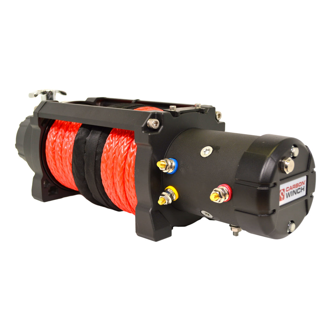 24 VOLT Carbon 12K 12000lb Electric winch with synthetic rope